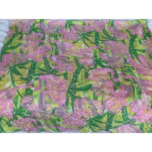 Lilly Pulitzer Scarf Target Fan Dance Wrap Shawl Resort Sequins Flamingo Pink OS - Picture 6 of 8